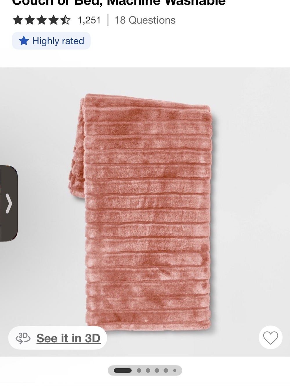 Threshold Ribbed Plush Throw Blanket in Rose